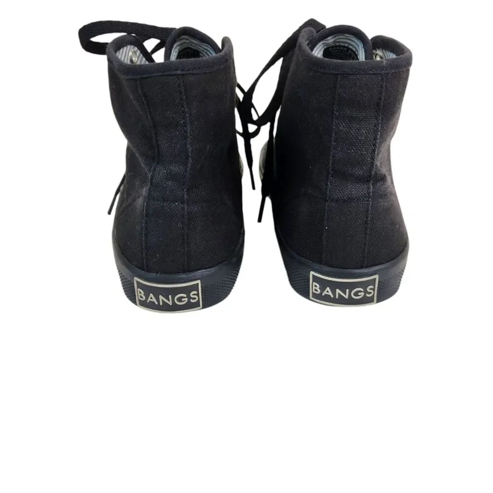 Bangs All Black Canvas Lace Up High Top Sneakers Womens 9